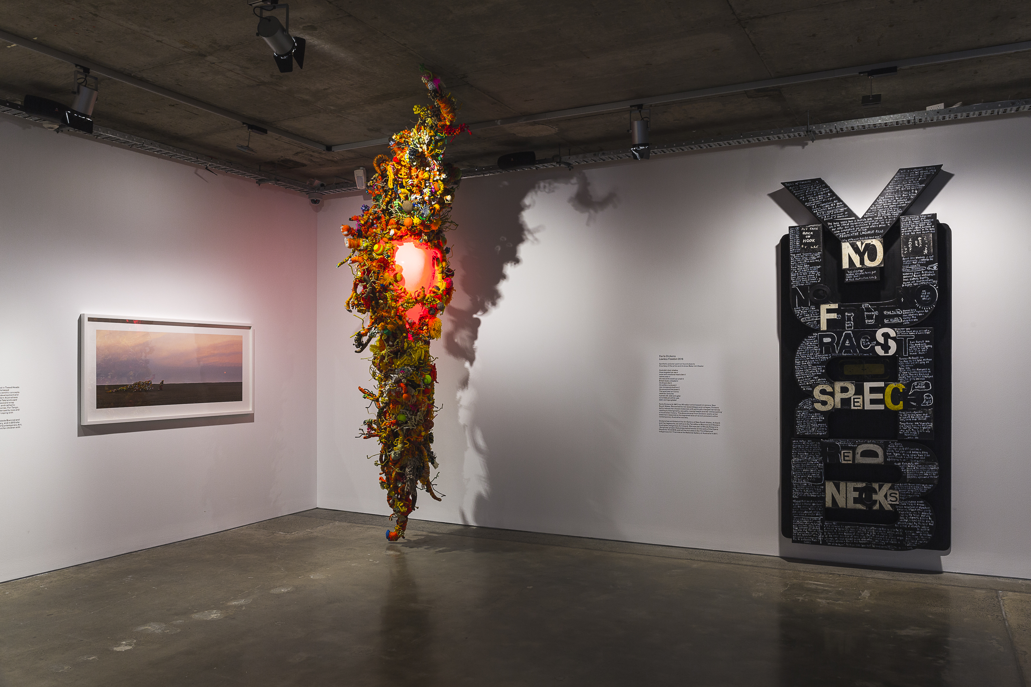 Installation view, '2016 NSW Visual Artist Fellowship' exhibition curated by Daniel Mudie Cunningham and Miriam Kelly, Artbank Sydney, 2016. Photo: Document Photography