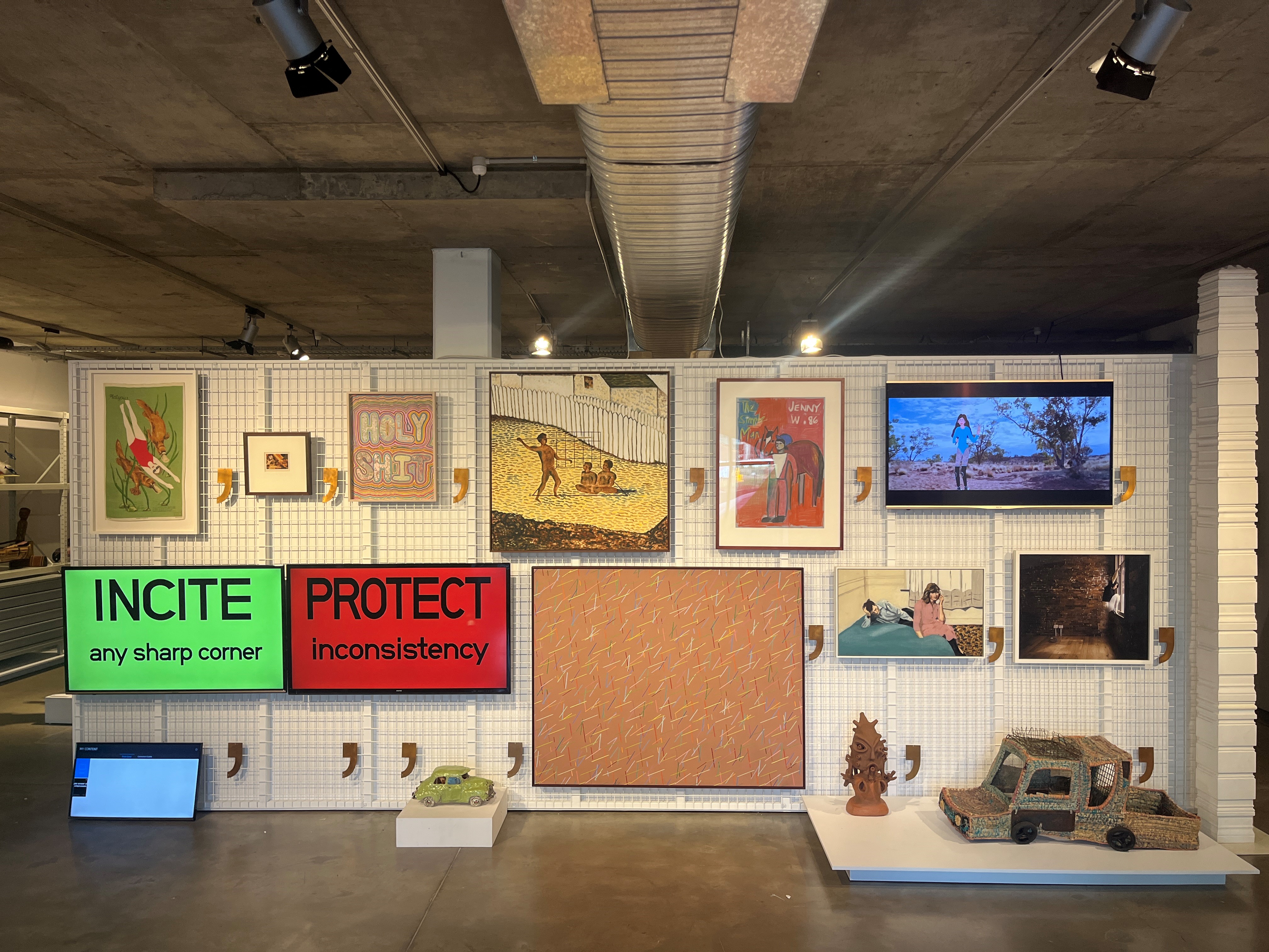 Installation view, 'Equalessable' exhibition curated by The Countess.Report, Artbank Window, Sydney, 2024.