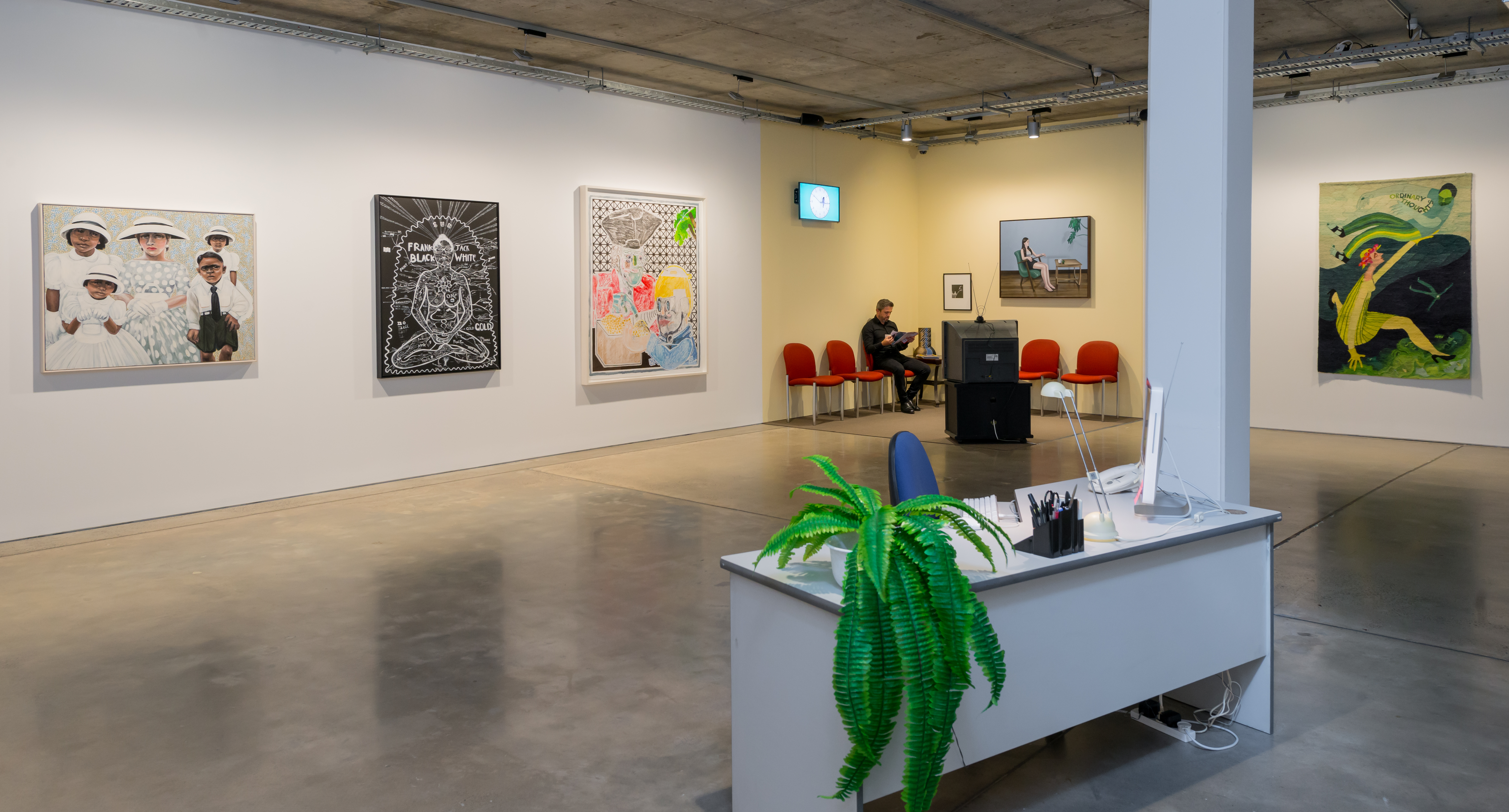 Installation view, 'The Waiting Room' exhibition curated by Dr Daniel Mudie Cunningham, Artbank Sydney, 2016. Photo courtesy of Artbank.