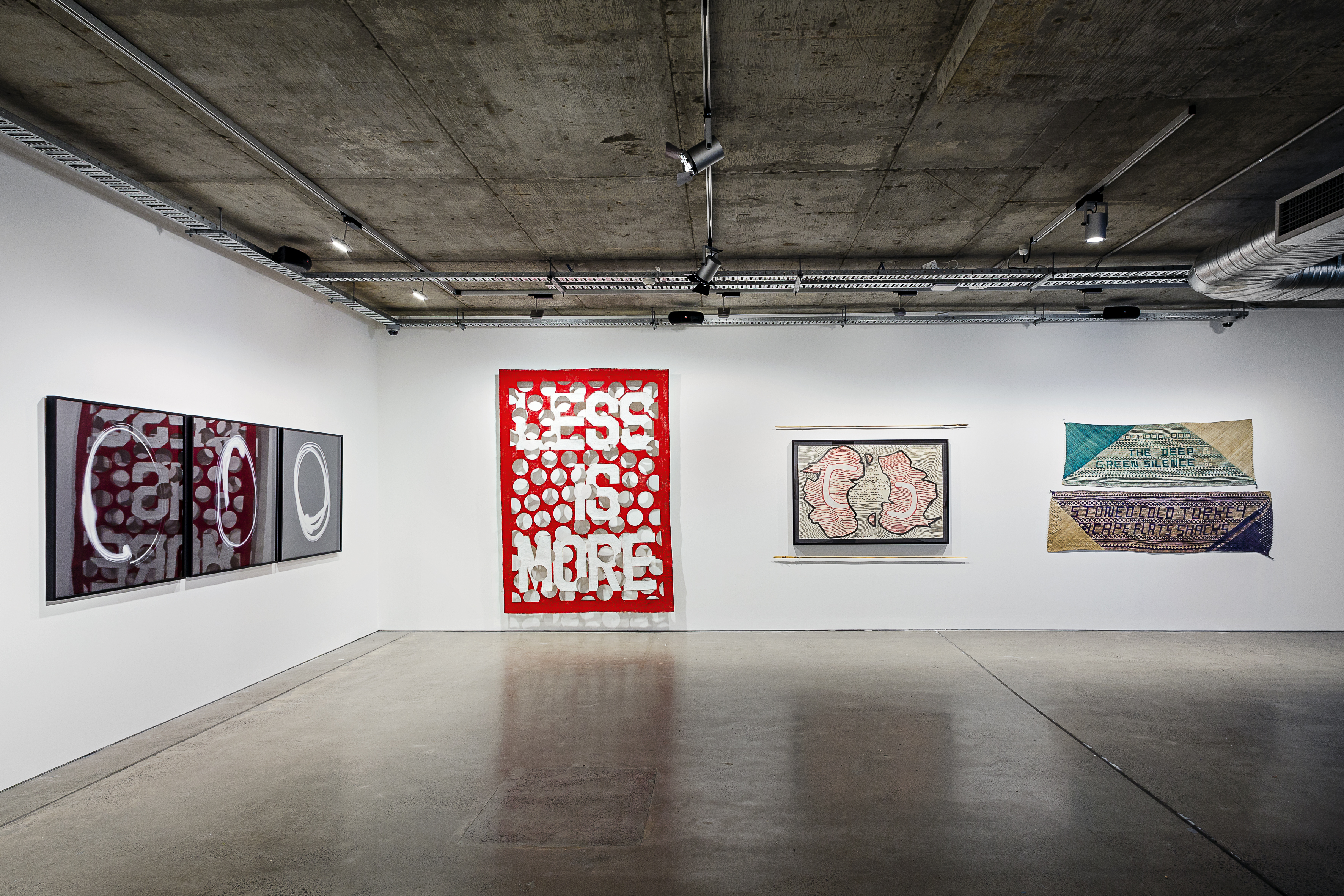 Installation view, 'Let’s Talk About Text' exhibition curated by Daniel Mudie Cunningham and Miriam Kelly, Artbank Sydney, 2017. Photo: Document Photography