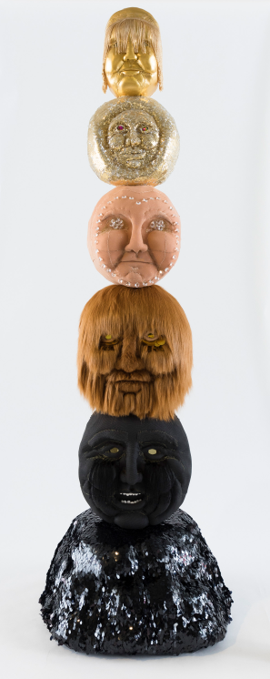 Tarryn Gill, 'Family Totem', 2016-17, Foam, nylon, faux fur, sequins, polyester thread, plastic and glass gemstones, glass mirrors, fimo, plastic buttons. Photo courtesy of Artbank.