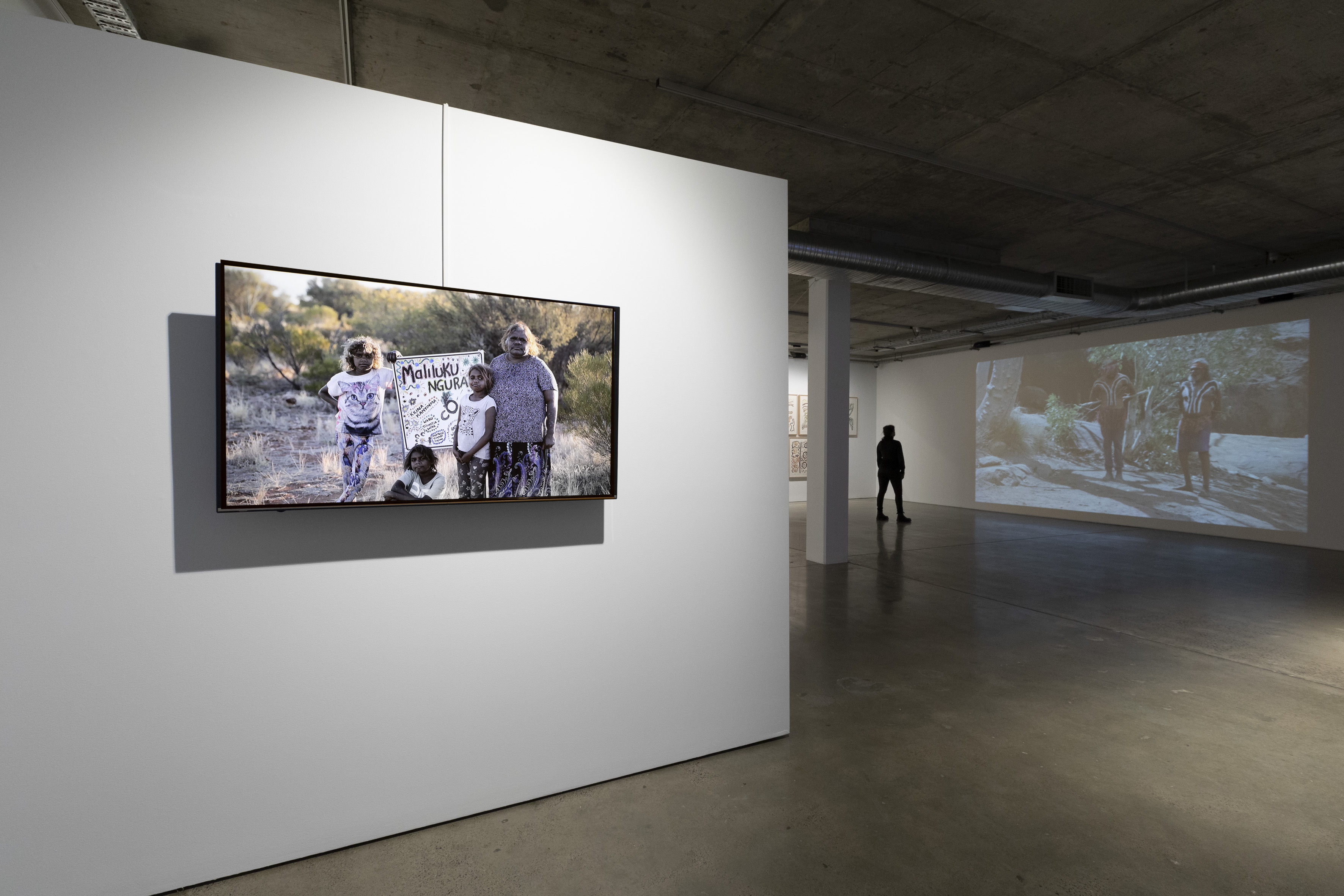 Installation view, 'Tjungu Palyangku Tjukurpa titutjara kunpu ngaranytja-ku | As we come together we stand strong for our story' exhibition, Artbank Sydney, 2016. Photo: Silversalt Photography.