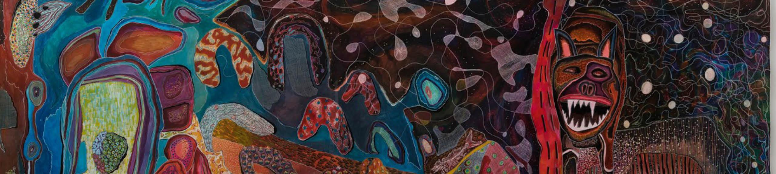 Detail of Claudia Moodoonuthi, 'Mapping the Modern', 2017, Watercolour on paper. Photo courtesy of Artbank.