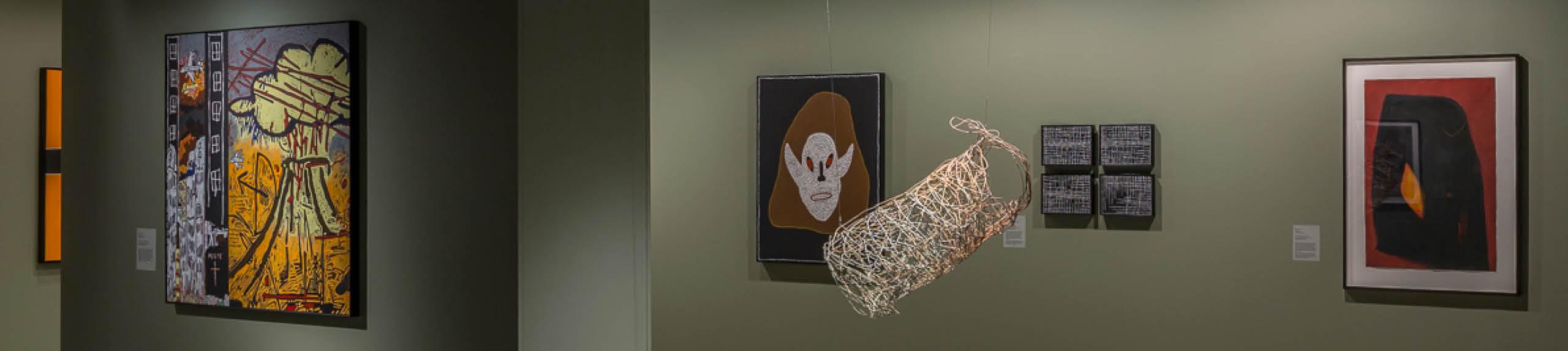 Installation view, 'Darkness on the Edge of Town' exhibition curated by Clothilde Bullen, Artbank Sydney, 2016. Photo courtesy of Artbank.