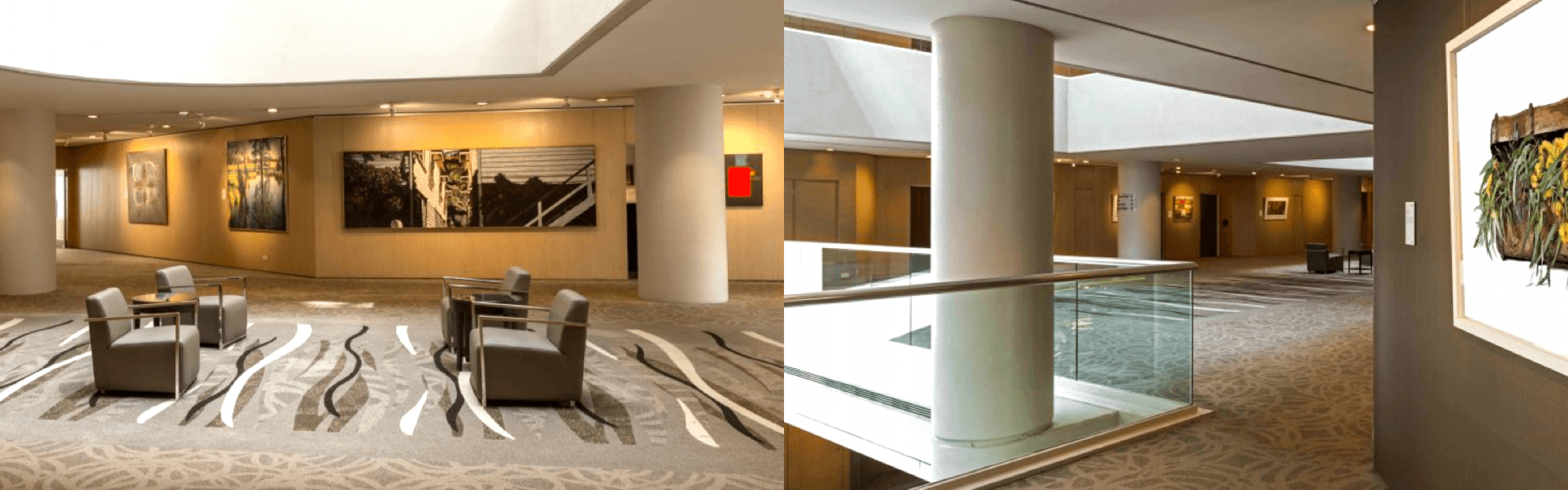 Gallery space with artworks